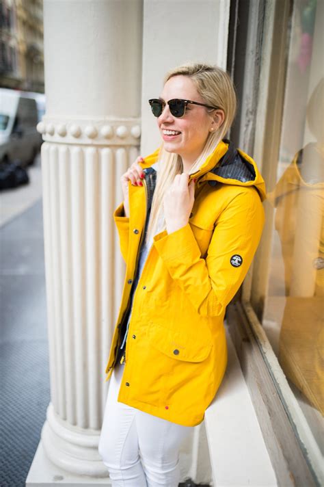 Barbour yellow raincoat trench coat rain jacket spring April showers