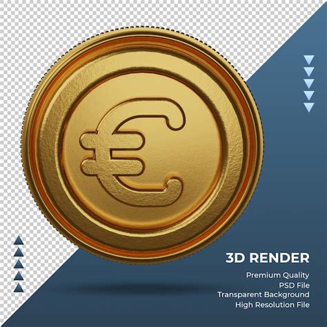 Moneda euro símbolo de moneda oro 3d rendering frontal Archivo PSD