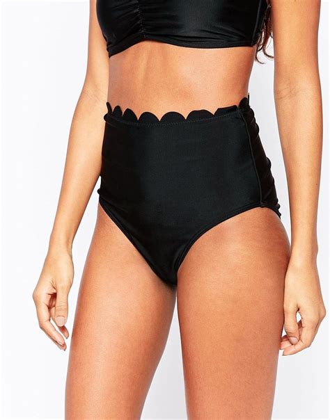 Playful Promises Scallop Edge High Waist Bikini Bottoms At Asos