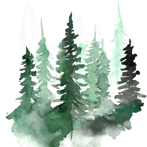 Pine Forest Watercolor LaCott Fine Art