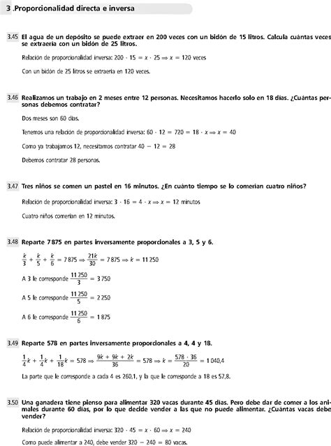 Proporcionalidad Directa E Inversa Ejercicios Resueltos De Secundaria