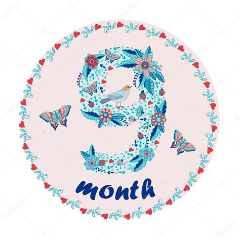 Decorative Sticker To The 9 Month Baby — Stock Vector © Annart 128080524