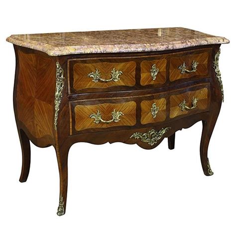 French Louis Xv Style Two Drawer Bureau In Blue Green Crackle Painted