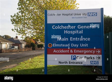 information sign  colchester general hospital essex england stock photo alamy