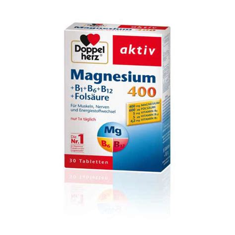 Doppelherz Aktiv Magnesium 400 B1 B6 B12 Folic Acid 30 Tablets