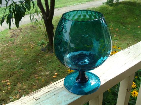 Mid Century Modern Empoli Italian Murano Sapphire Blue Stemmed Etsy