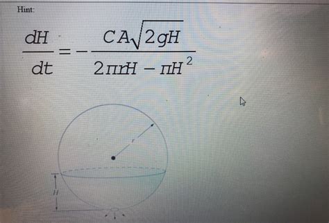 A Spherical Tank Has A Circular Orifice In Its Bottom Chegg