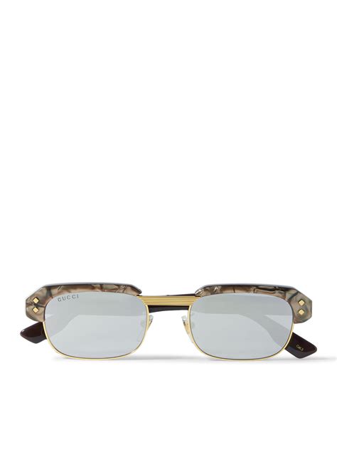 Gucci Eyewear - Rectangular-Frame Acetate And Gold-Tone Sunglasses ...