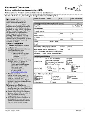 Fillable Online Energytrust Incentive Applicationcondos And Townhomes