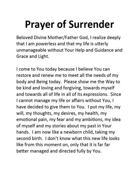 Prayer of Surrender To God | PDF