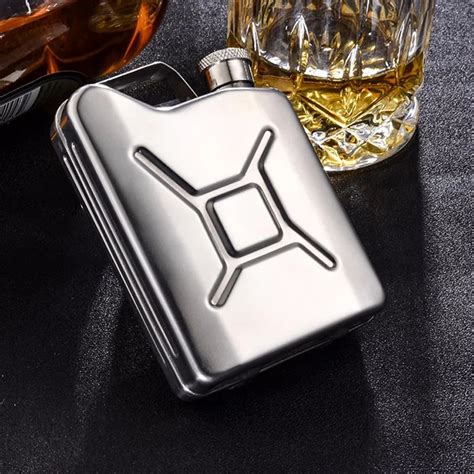 5oz Portable 304 Stainless Steel Hip Flask Simple Box Pattern Flask For