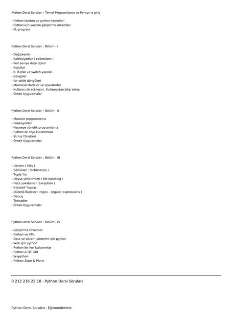 Python Dersi Sorulari Pdf