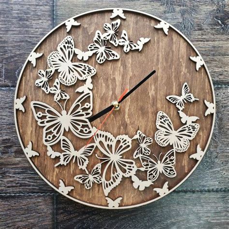 Butterfly Butterflies Art Wall Clock Ornament Decor Etsy Handmade