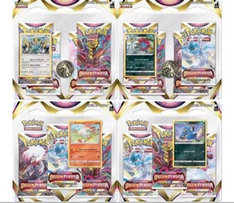 Blister Pokémon Origem Perdida Kit 2 Triplos 2 Quadruplos