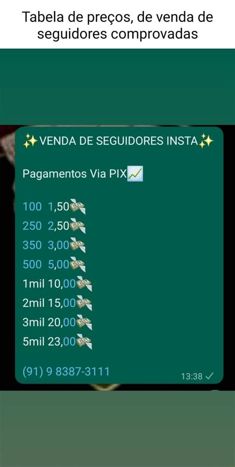 Tabela De Pre Os De Venda De Seguidores Comprovadas Venda De