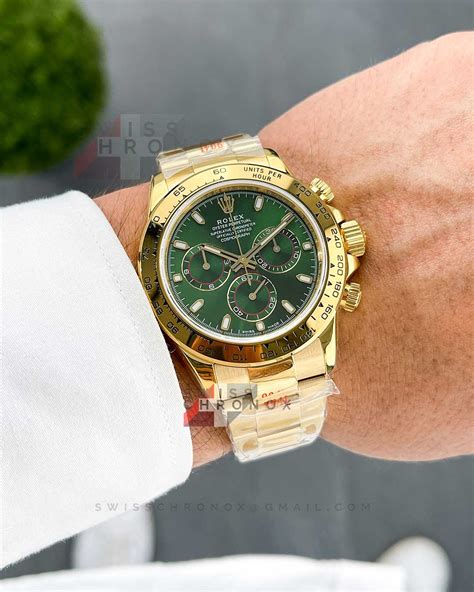 Rolex Daytona Green Dial Yellow Gold Oyster Watch Trading Co Lupon