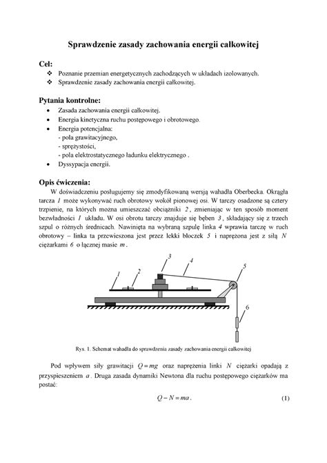 Zasada Zachowania Energii Sprawdzenie Zasady Zachowania Energii