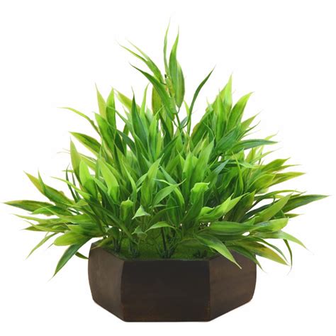 Fancy Mart Fancymart Artificial Bamboo Leaves Plant Green With Wood