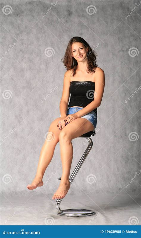 Cute Brunette Sitting Stock Image Image Of Casual Attractive 19630905
