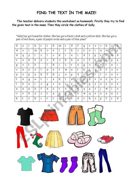 Clothes Maze Esl Worksheet By Animasal