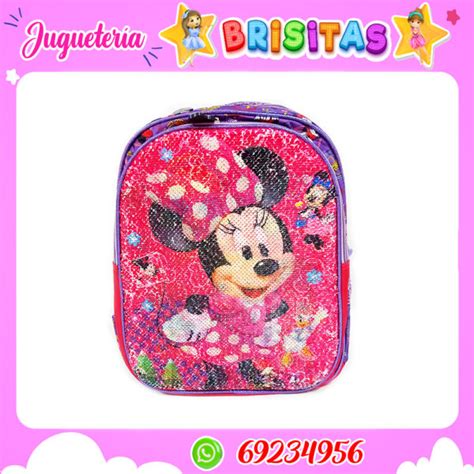 Mochila Minnie Mouse Con Lentejuelas Tam Carta Jugueter A Brisitas