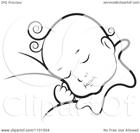 Clipart Black And White Sleeping Baby - Royalty Free Vector ...