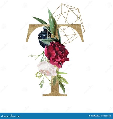 Alfabeto Floreale Lettera T Con Fiori Di Composizione Bouquet E