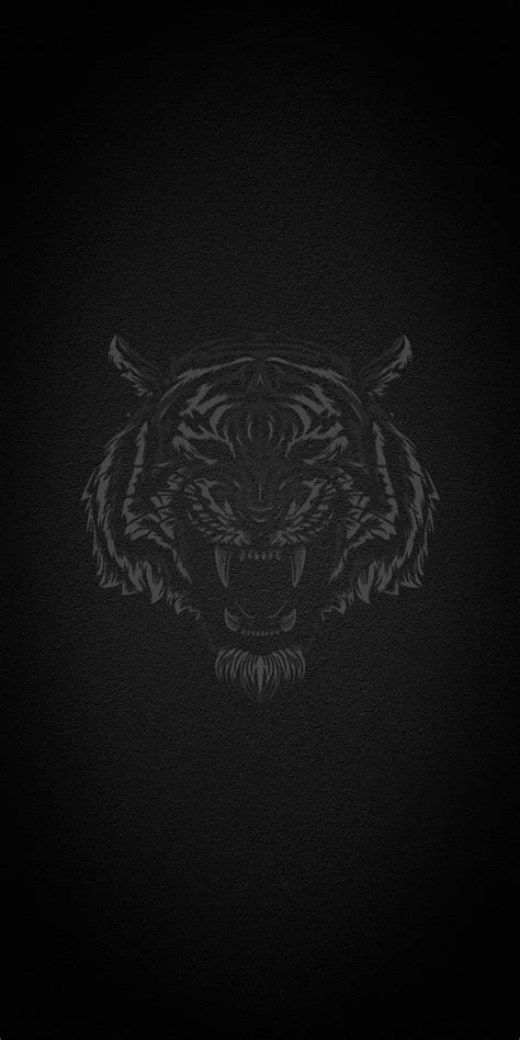 Black and White Tiger Head on Dark Wallpaper