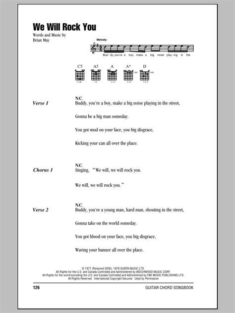 We Will Rock You by Queen - Guitar Chords/Lyrics - Guitar Instructor