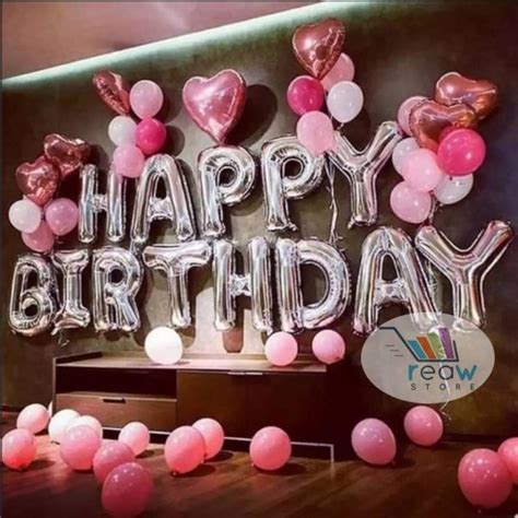 Jual Paket Dekorasi Hiasan Balon Ulang Tahun Happy Birthday Pink 06 Di