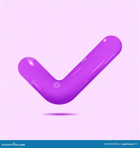 D Realistic Purple Check Mark Icon Vector Illustration Stock Vector