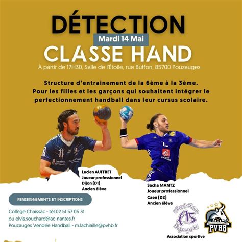 Détection classe Hand mardi 14 mai Collège Gaston Chaissac