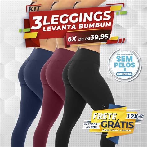 Kit Leggings Lisas Levanta Bumbum Suplex Premium Analu Moda Feminina