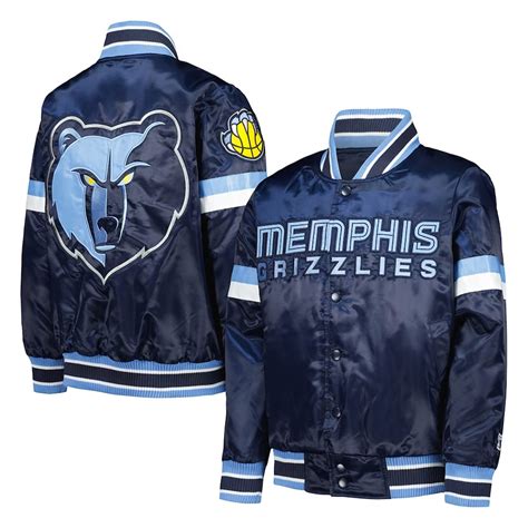 Navy Starter Satin Memphis Grizzlies Home Game Jacket