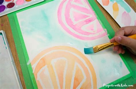 Bright & Fun Watercolor Resist Citrus Painting for Kids - Projects with Kids