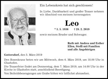 Traueranzeigen Von Leo Trauerportal Ihrer Tageszeitung