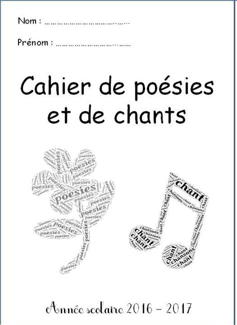 Leçon De Coloriage Poésie Pages De Garde Des Cahiers Ce1 Danieguto