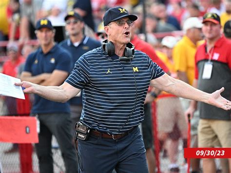 Michigan S Jim Harbaugh Suspended For Rest Of Regular Season Over Sign