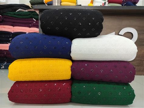 Embroidered Chikan Less Than Three Rayon Sequence Chicken Fabric At Rs