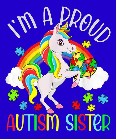 Special Present Proud Sister Autism Awareness Cute Unicorn Puzzle Piece