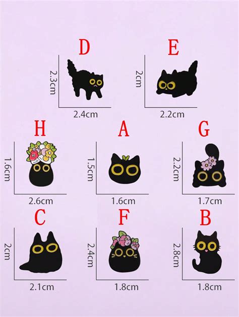 1pc Black Cats Enamel Pins Custom Big Eyes Kitten Brooches Lapel Badges