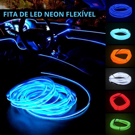 Fita De Led Carro Cores Neon Decora O Automotiva V Metros Fita Fio