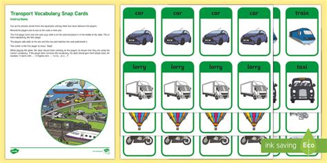 Transport Vocabulary Snap Cards Profesor Hizo Twinkl