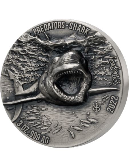 SHARK Predators Series 3 Oz Silver Coin 5000 Francs Ivory Coast 202