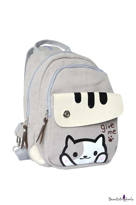 New Arrival Fashion Cute Cat Print Canvas Backpack