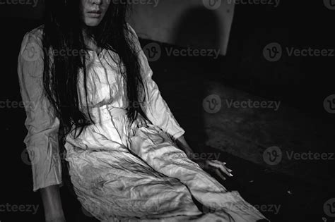 Portrait of asian woman make up ghost,Scary horror scene for background ...