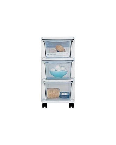 3 Drawer Slim Plastic Storage White Fifty Plus