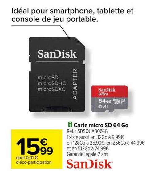 Promo Carte Micro Sd 64go Sandisk Chez Carrefour ICatalogue Fr