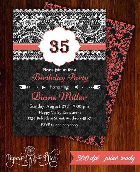 Invitación De Cumpleaños De Las Mujeres Adultos Cumpleaños Etsy México