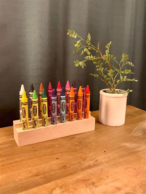 Wood 16 Jumbo Crayola Crayon Holder Wooden Organizer 16 Etsy